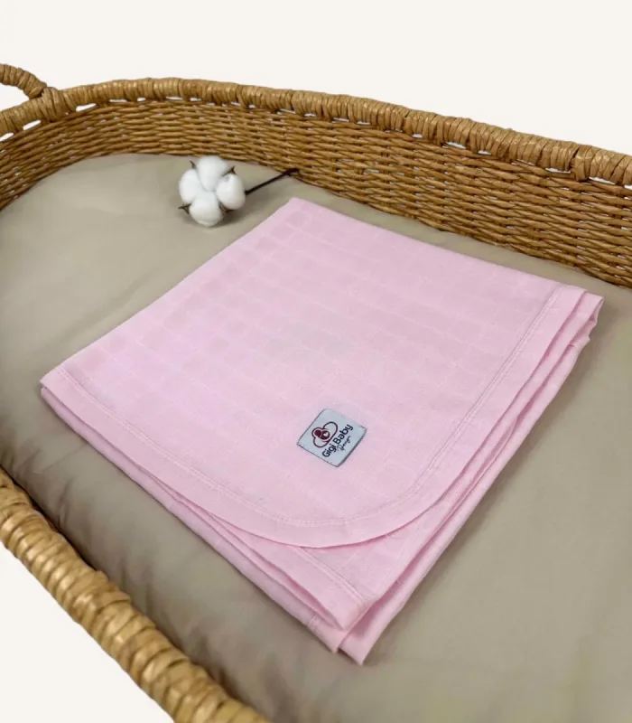 Pembe Biyeli Müslin Bebek Battaniyesi