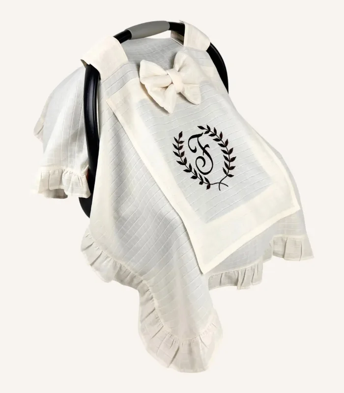 Krem Tek Kat Müslin Fırfırlı Puset Örtüsü