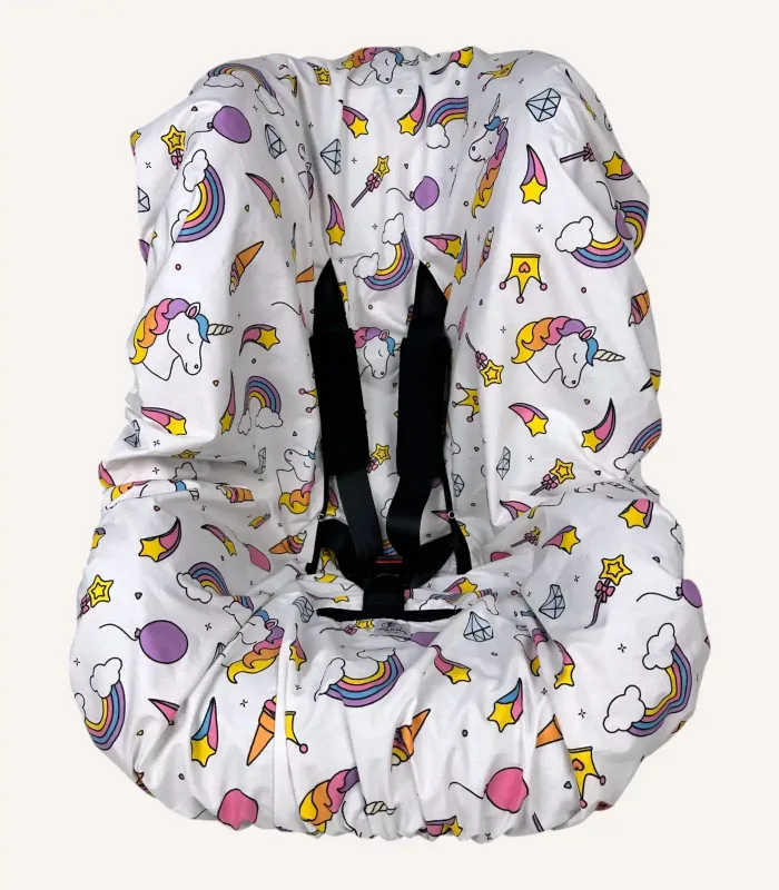Unicorn Desenli Çocuk Oto Koltuğu Kılıfı ve Kemer Kılıfı