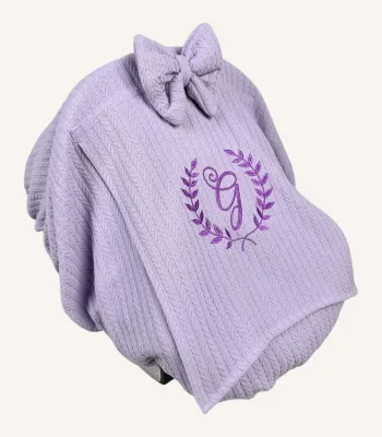 Lila örgü pike lastikli puset örtüsü, kapaklı tül pencereli, Doona uyumlu, fiyonklu opsiyonlu, bebek puset örtüsü