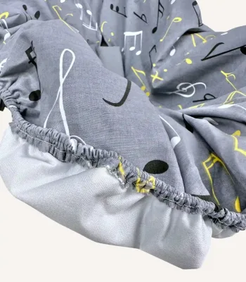 müzik notası desenli pamuklu puset kılıfı ve kemer kılıfı seti