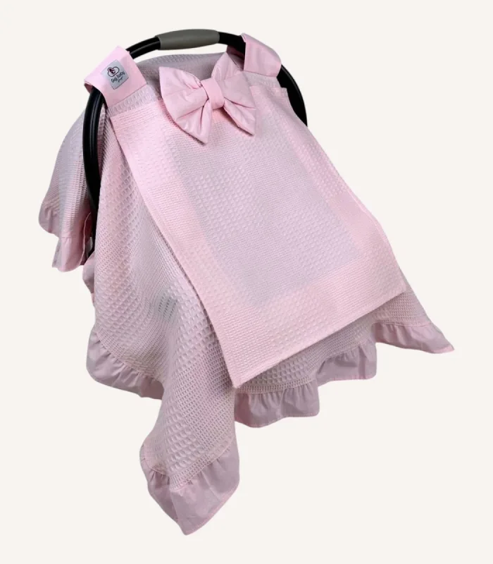 Pembe Dama Pike Fırfırlı Puset Örtüsü