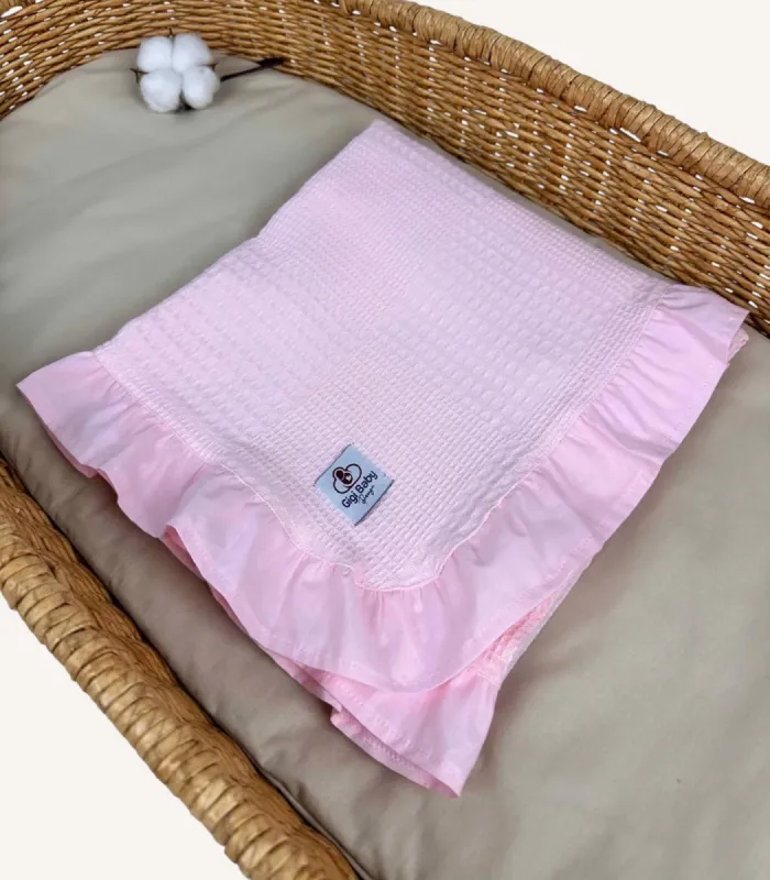 Pembe Fırfırlı Dama Pike Bebek Battaniyesi