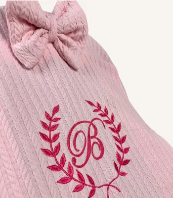 Pembe örgü pike lastikli puset örtüsü, kapaklı tül pencereli, Doona uyumlu, fiyonklu opsiyonlu, bebek puset örtüsü