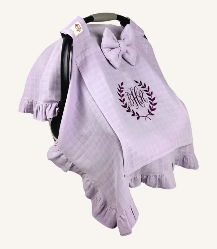 Lila Tek Kat Müslin Fırfırlı Puset Örtüsü