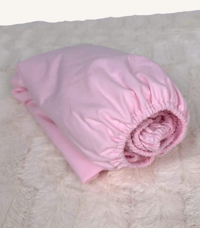 Pembe Pamuklu Lastikli Çarşaf | İsteğe Bağlı Yastık Kılıfı