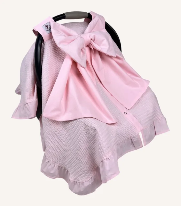 Pembe Dama Pike Fiyonklu Yırtmaçlı Puset Örtüsü