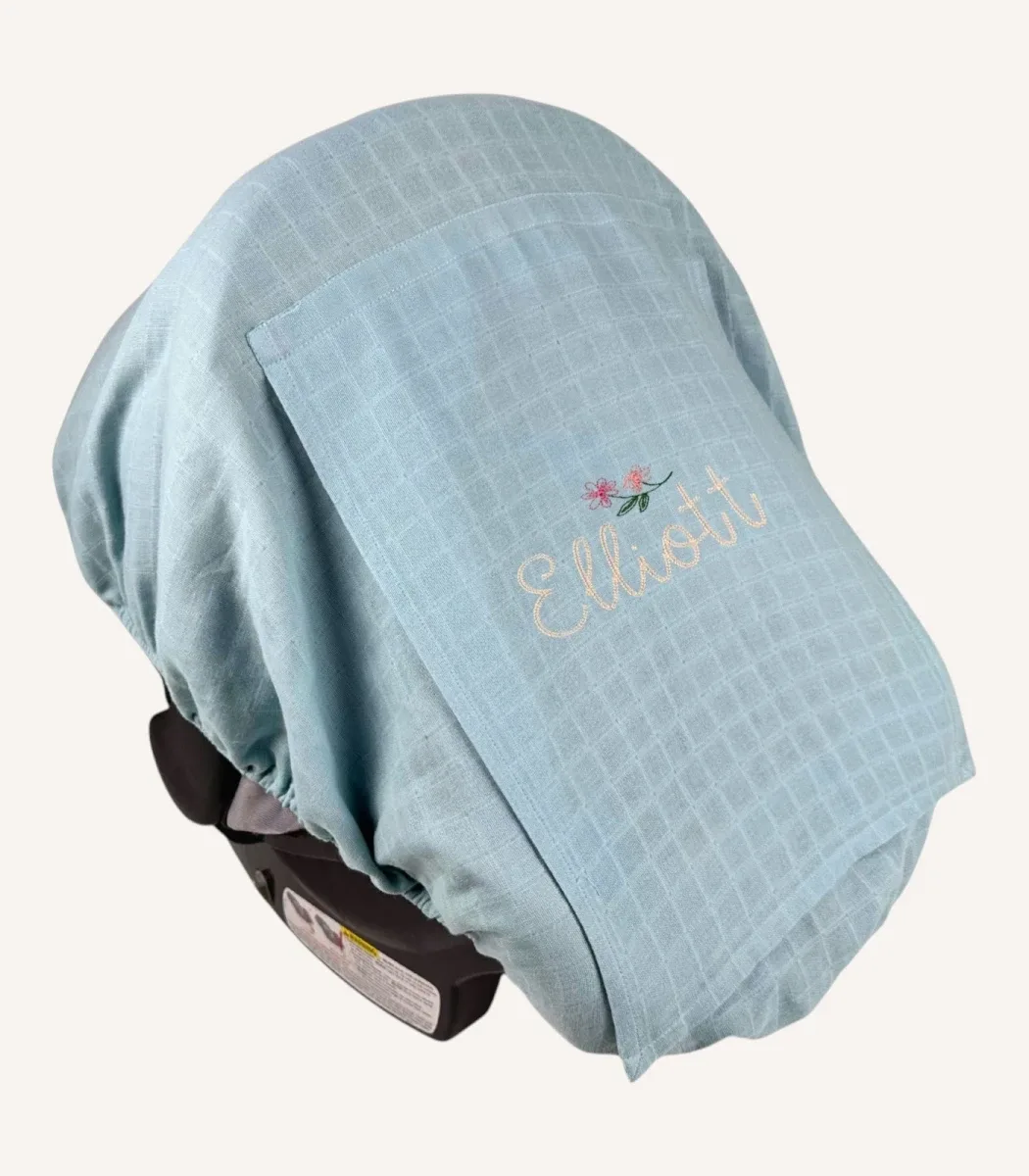 Mint müslin lastikli puset örtüsü, kapaklı tül pencereli, Doona uyumlu, mini fiyonk opsiyonlu, hafif bebek puset örtüsü